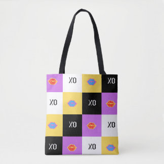 Passionate Lips & XO Pattern Tote Bag