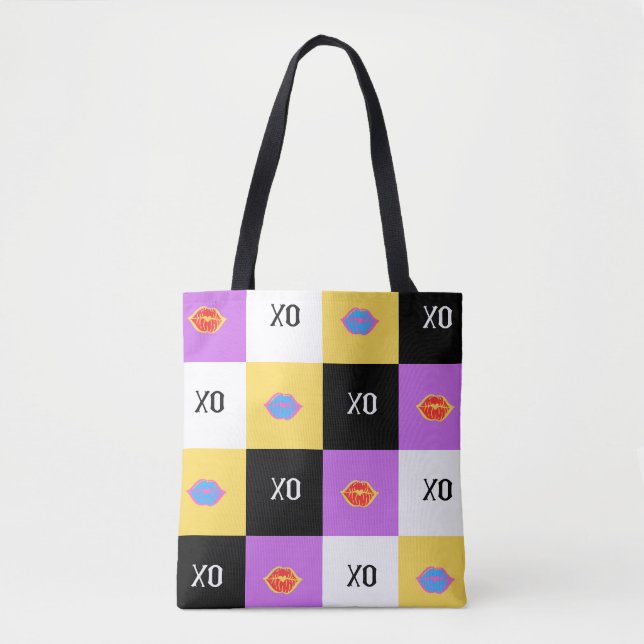 Passionate Lips & XO Pattern Tote Bag (Front)