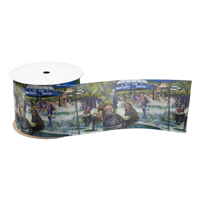 Passionate People Playing in the Park, NYC Satin Ribbon (Spool)