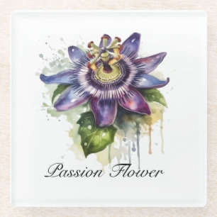 Passionate Purple Passion Flower Glass Coaster