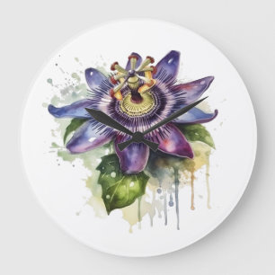 Passionate Purple Passion Flower Large Clock