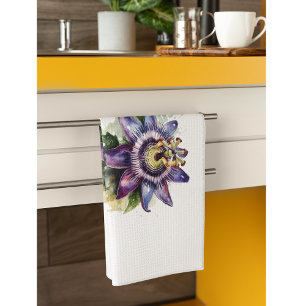 Passionate Purple Passion Flower Tea Towel