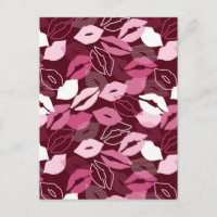 Passionate Red Pink Lips Kissing Pattern