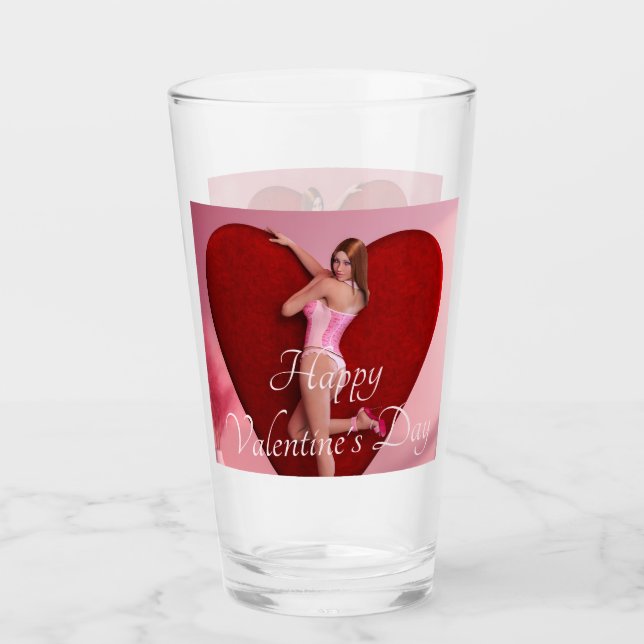Passionate Valentine’s Day Girl in a Corset Glass (Front)