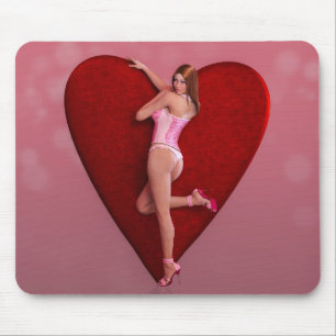 Passionate Valentine’s Day Girl in a Corset Mouse Mat