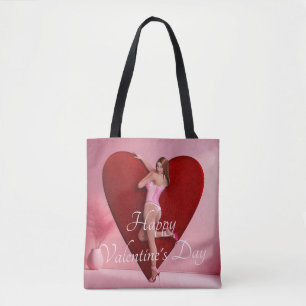 Passionate Valentine’s Day Girl in a Corset Tote Bag
