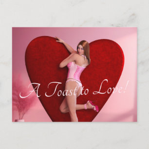 Passionate Valentine's Day Girl in a Corset Postcard