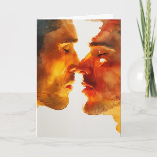 Passionate Watercolor Embrace Card (Front)