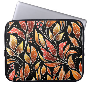 Passionflower Exotic: Black Floral Vintage Laptop Sleeve
