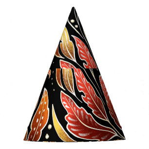 Passionflower Exotic: Black Floral Vintage Party Hat