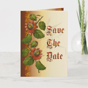 Passionflower Wedding Rust Save the Date Invitation