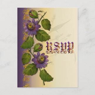 Passionflower Wedding Suite Purple RSVP Invitation Postcard