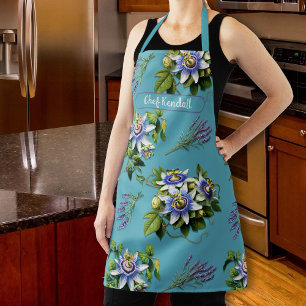 Passionflowers Bold Floral Personalised Bib Apron