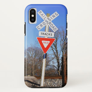 Passive Railroad Crossing With Tracks & Yield Sign iPhone X Case