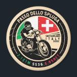Passo Dello Spluga Italy Switzerland Motorcycle Magnet<br><div class="desc">Passo Dello Spluga done in a vintage,  distressed style emblem. It is a famous mountain pass located on the border between Switzerland and Italy.</div>