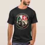 Passo Dello Spluga Italy Switzerland Motorcycle T-Shirt<br><div class="desc">Passo Dello Spluga done in a vintage,  distressed style emblem. It is a famous mountain pass located on the border between Switzerland and Italy.</div>