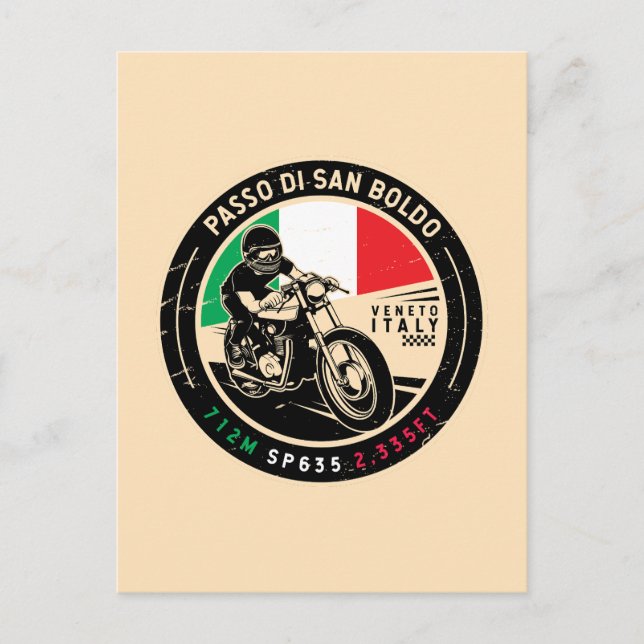 Passo di San Boldo San Boldo Pass Motorcycle Postcard (Front)