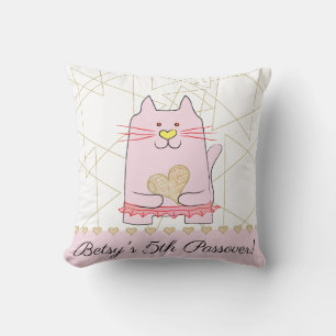 Passover 16/16" Pillow Pink Cat Ballerina