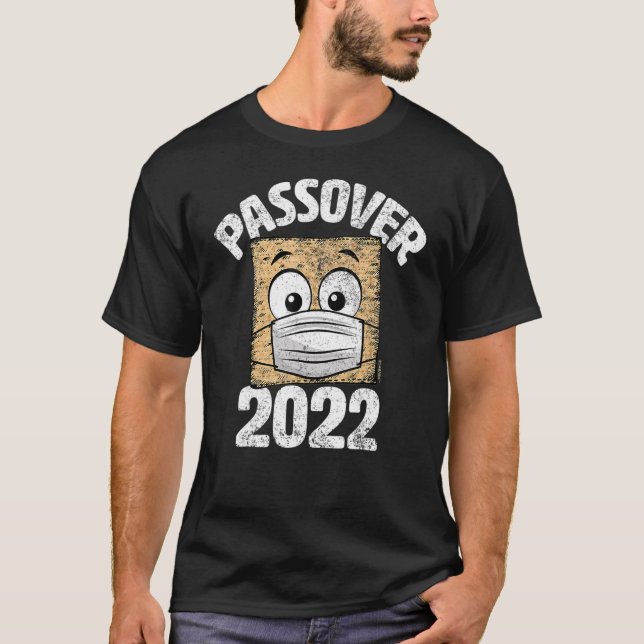 Passover 2022 Matzo Wearing Face Mask Seder Graphi T-Shirt (Front)