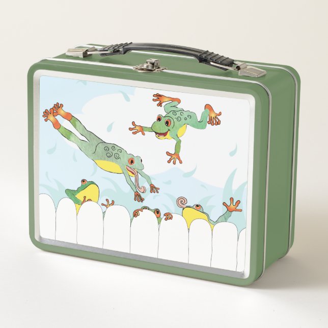 Passover 5 Frogs Metal Lunch Box (Front)