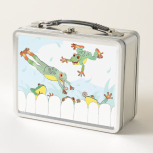 Passover 5 Frogs Silver Metal Lunch Box
