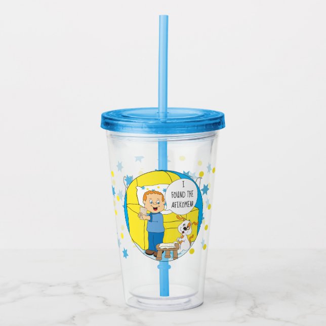Passover Acrylic Tumbler He Found the Afikomen (Front)