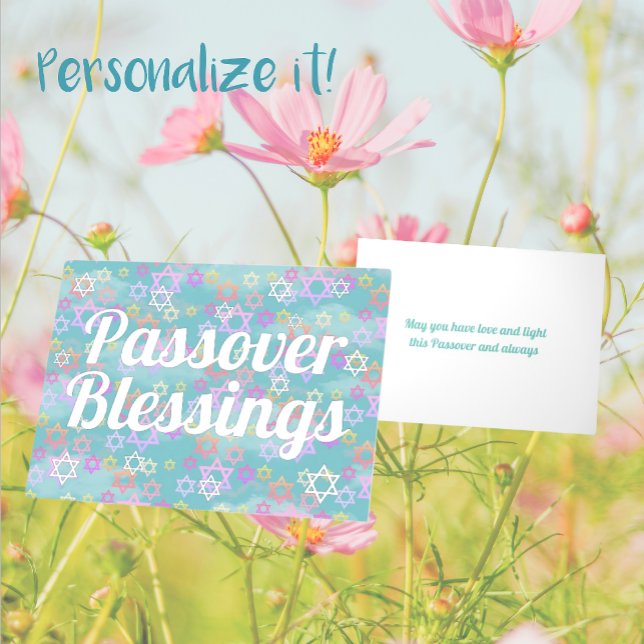  Passover Blessings Contemporary Foil Holiday Card (Beautiful silver foil lettering)