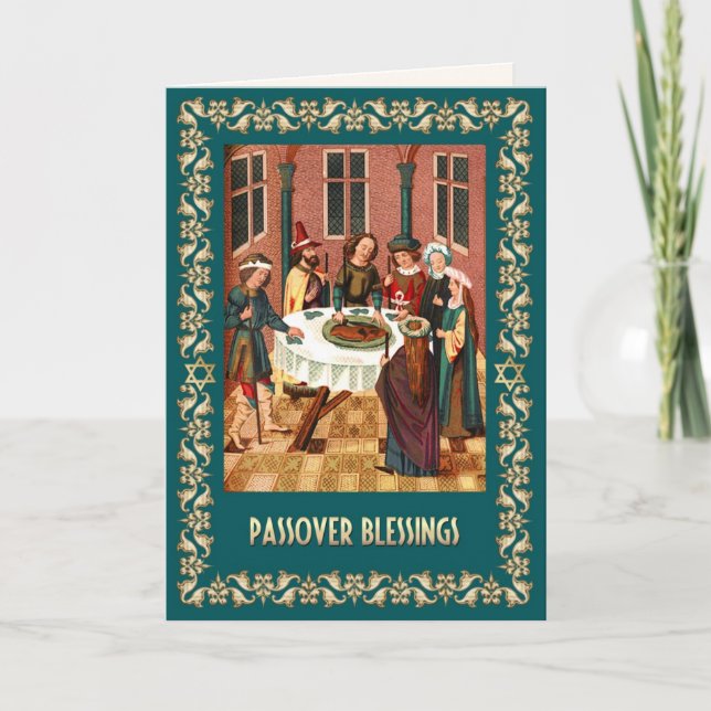Passover Blessings. Judaica Fine Art Card (Front)