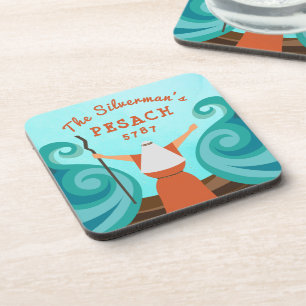 Passover Blue Teal Brown Custom Family Name Year Coaster