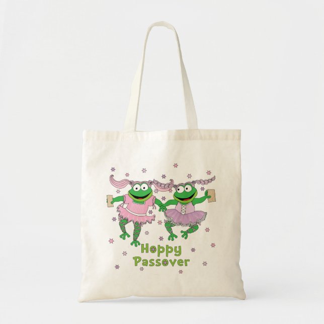 Passover Budget Tote "Hoppy Passover" Bag (Front)