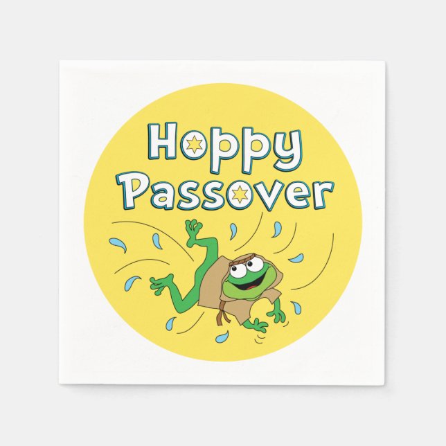 Passover Cocktail Napkins "Hoppy Passover" (Front)