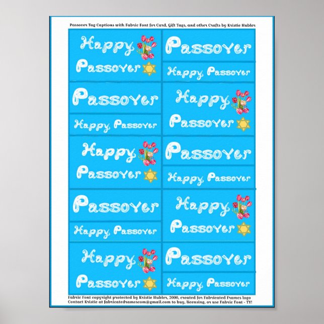 Passover Fabric Font Tulips Star of David Tags Poster (Front)