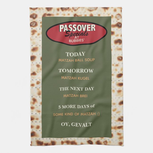 Passover Funny Menu Kitchen Towel (Vertical)
