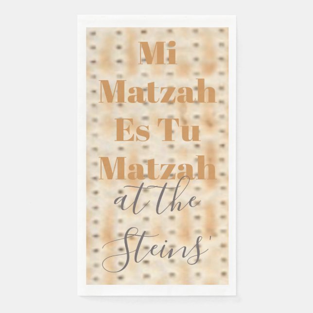 Passover Guest Towel Napkins Mi Matzah (Front)
