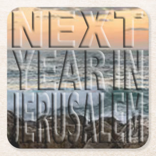 Passover Jerusalem Beach Square Paper Coaster