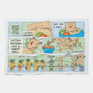 Passover Kitchen Towel Funny Seder Toons
