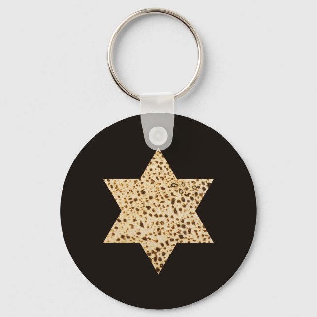 Passover Matzah Bread Star of David Key Ring (Front)