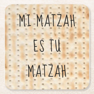 Passover Mi Matzah Es Tu Matzah Square Paper Coaster
