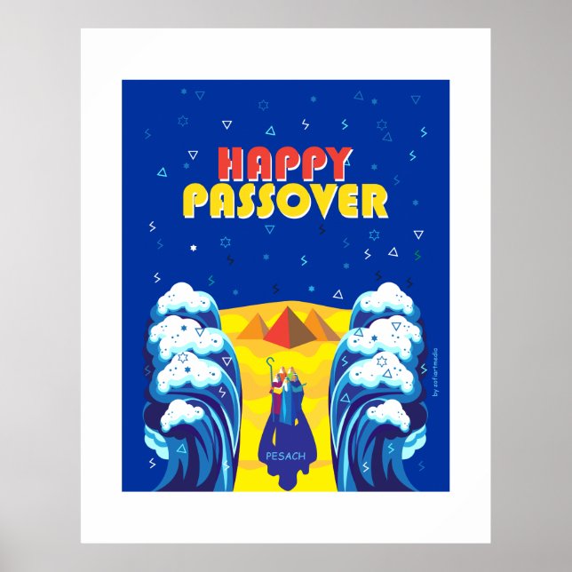 Passover Moses & Israelites' Exodus Pop Art Paint Poster (Front)