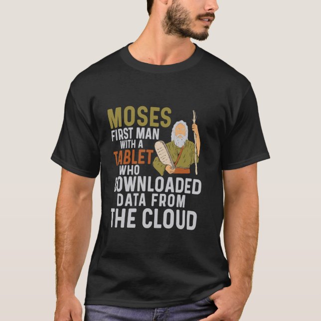 Passover Moses Tech Present with Commandments Tabl T-Shirt (Front)