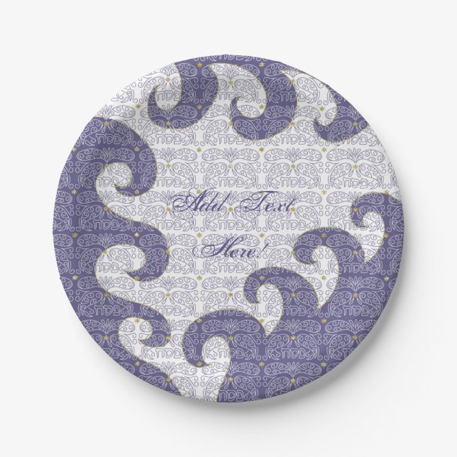 Passover Paper Plate Gold Star/Purple (Front)