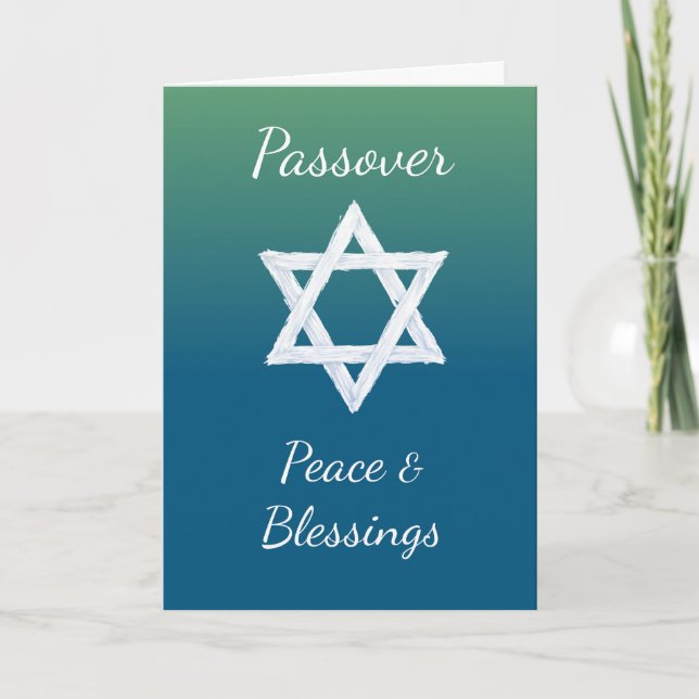 Passover Peace and Blessings Star of David on Gree Card (Front)