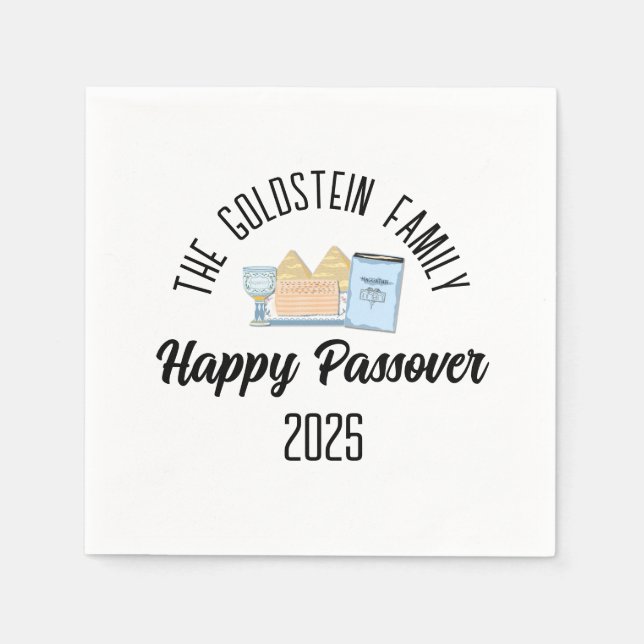 Passover Personalised Family Name  Napkin (Front)