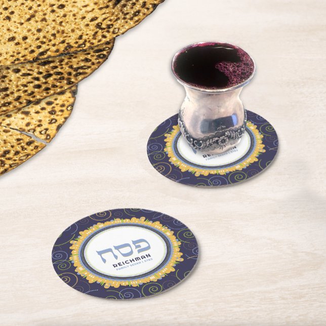 Passover Pesach Personalized Seder Jerusalem Round Paper Coaster (Creator Uploaded)