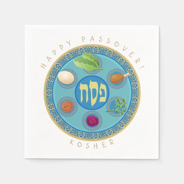 Passover Plate Kosher Pesach Symbols Napkin (Front)