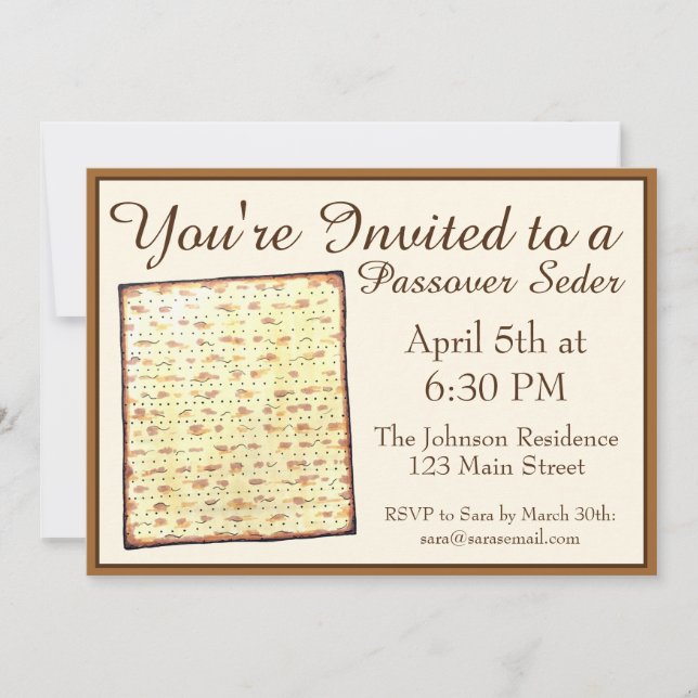 Passover Seder Jewish Holiday Dinner Matzo Matzah Invitation (Front)