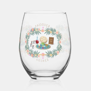 Passover Seder Kosher Pesach Matzah Stemless Wine Glass