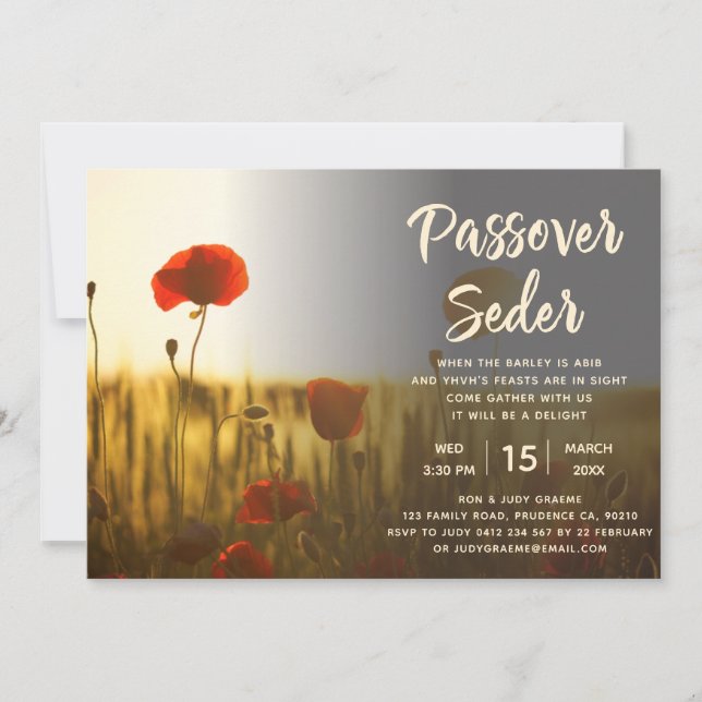 Passover Seder Poppy Invitation (Front)