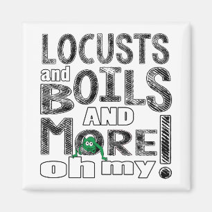 Passover Square Magnet "Locusts & Boils & More..."