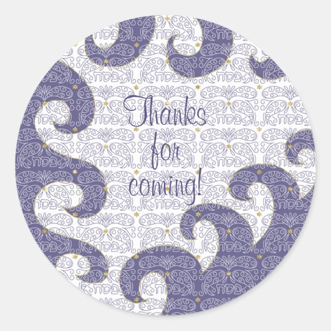 Passover Sticker Circle "Paisley by the Sea" (Front)